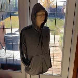 Adidas grey, large acrylic sport zip hoodie.